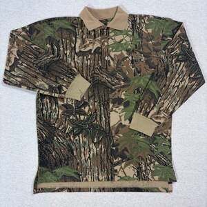 Spartan Realtree Long Sleeve Polo Size M Camo Hunting Outdoors Made in USA
